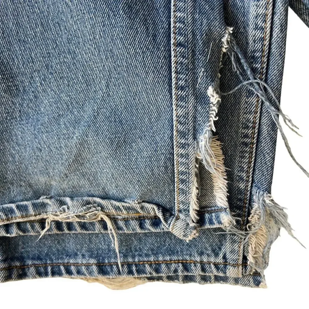 Vintage Levi's 501 USA Made Button Fly Jeans Distressed Hem 42x34 W42